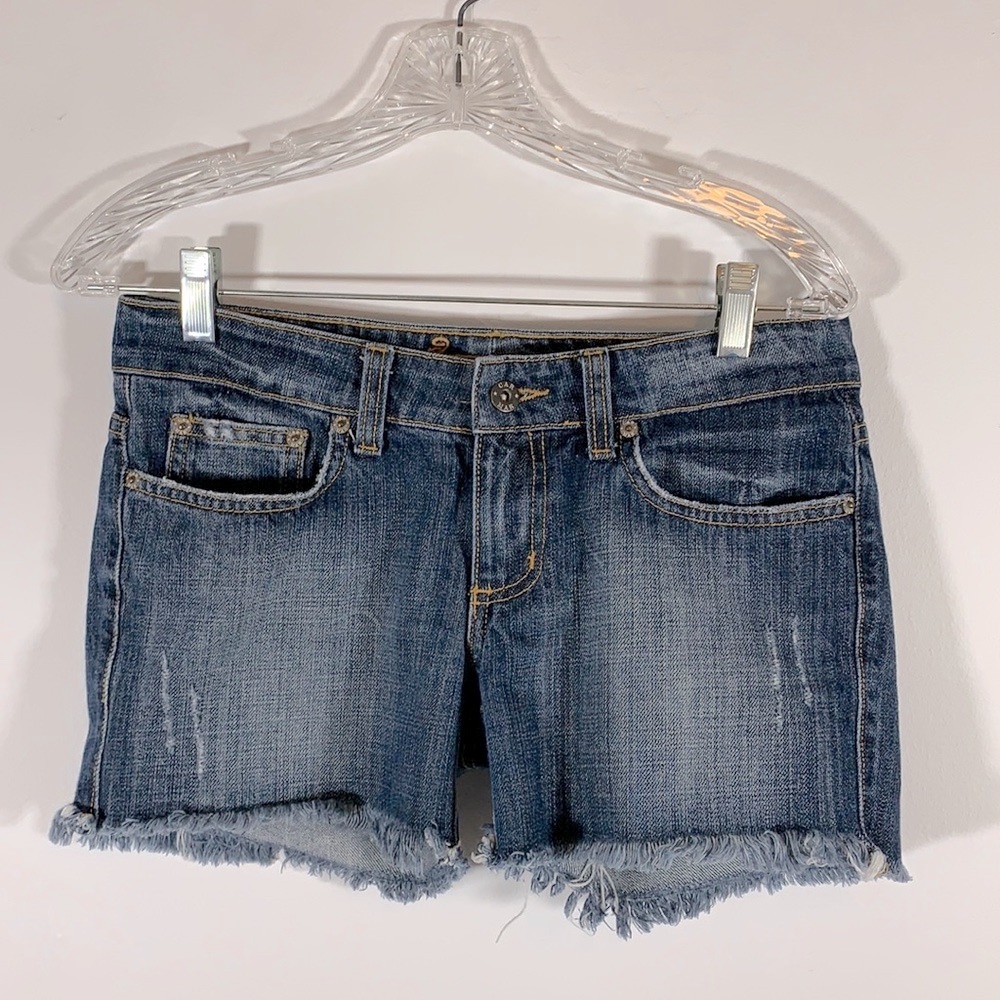 Carmar Distressed Low Rise Frayed Women’s Size 25 Blue Denim Short Shorts